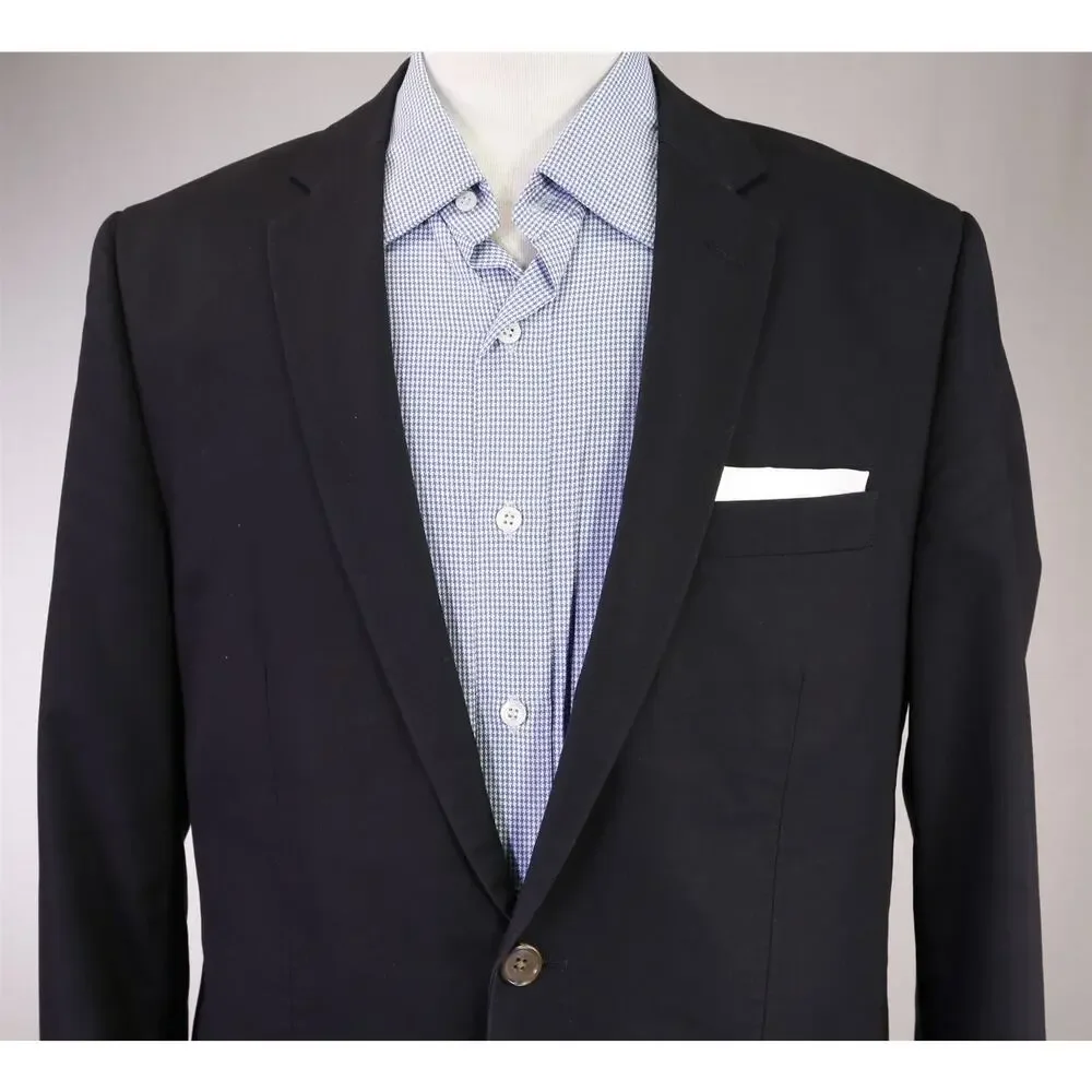 J Crew Mens Thompson Navy Blue 2-Btn Cotton Blazer Jacket 40R